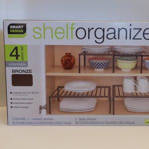 Smart Design Shelf Organizer - Extendable 4 Piece Set Extendable